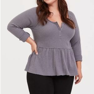 Torrid Grey Waffle Henley Size 00